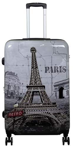 Trendyshop365 Polycarbonat Reisekoffer Trolley Hartschale - Design Eiffelturm Paris Frankreich (Reisekoffer - Größe L)