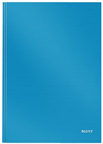 Leitz A4 Notizbuch kariert, 160 Seiten, 80 Blatt FSC zertifiziertes 80 g/m² Papier, Stabiler, kratzfester Hardcover-Einband, Für Büro, Schule oder als Tagebuch, Solid Serie, Hellblau, 46640030