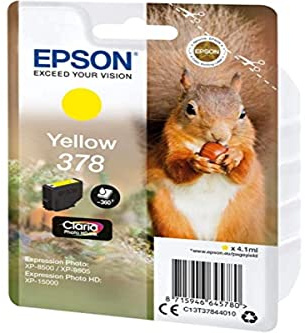 Epson 2896977 378 Tintenpatrone, 4,1 ml, 360 Seiten, Gelb – Tintenpatronen (Epson, Gelb, Expression Photo XP-8500, XP-8505 Expression Photo HD XP-15000, 4,1 ml, 360 Seiten)