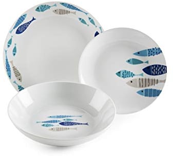 Excelsa Ocean North Sea - Vajilla de 18 piezas de porcelana