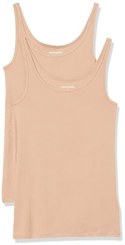 Amazon Essentials Canotta slim con spalline sottili Donna, Confezione da 2