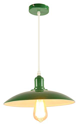 E27 Retro Vintage Pendelleuchte Industrial Metall Hängelampe Graugrün Deckenleuchte Suspension Hängeleuchte Industrie Lampenschirm für Esszimmer Esstisch Flur Restaurant Wohnzimmer Café.