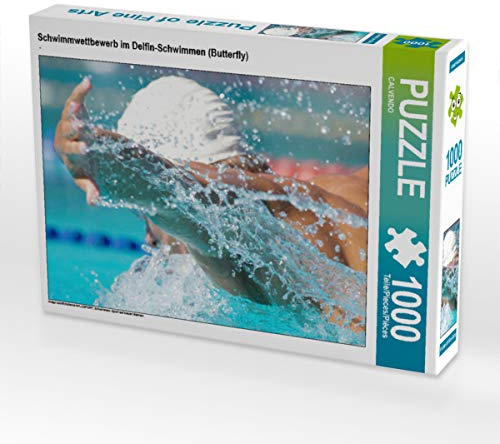 CALVENDO Puzzle Schwimmwettbewerb im Delfin-Schwimmen (Butterfly) 1000 Teile Puzzle quer | Lege-Größe cm Foto-Puzzle für glückliche Stunden