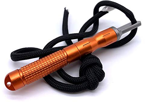 Forest Fundamentals Ferro Rod Fire Steel & Striker | Aluminium EDC Nano Ferrocerium Rod | Free Spare Parts | Waterproof Ultra Small Fire Starter | Bushcraft Camping Fire Lighting