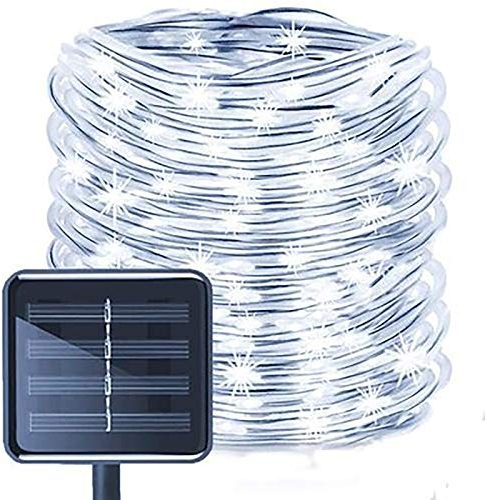 ZVO Solar Lichtschlauch Außen, 10M 100 LED Schlauch Outdoor Glasklar, 8 Modi Solar Lichterkette Aussen Wasserdichte Dekorative für Garten Balkon Terasse Hochzeit Party Weihnachten Deko(Weiß)