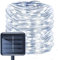 ZVO Cadena de Luces Tira LED Solar Exterior, 10m 100 LEDs Solar Guirnalda Manguera, 8 Modos Iluminación PVC Cuerda Impermeable para Arbol Navidad Fiestas Bodas Jardín Casa(Blanco)