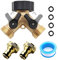 Resszo Hose Splitter, Tap Y Splitter Brass Manifold Two Way Washing Machine Hose Connector 3/4, 2 Way Tap Connector with Individual On/Off and Two Quick Connector