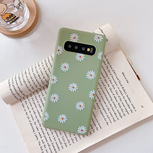 ZTOFERA Hülle für Samsung S10, Gänseblümchen Blume Design Schlank Hülle, Weich Flexibel Anti-Kratzer Bumper Schutzhülle für Samsung Galaxy S10 - Grün