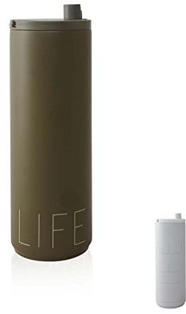 Design Letters auslaufsicherer Thermobecher | 500 ml luftdichter Edelstahlbecher | Kaffeebecher to go thermo mit einfacher Öffnungs-/Schließfunktion | to go Becher als travel mug, Thermoskanne 500ml