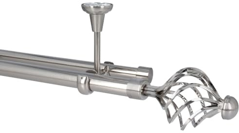 Sento 25/19mm Gardinenstange Vorhangstange Metall Deckenmontage Edelstahl Optik 120 cm Gracja