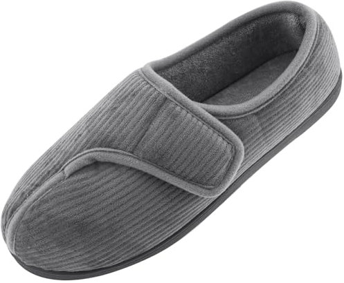Git-up Pantofole da casa per Uomo Confortevole e Antiscivolo Calde Ciabatte con Soletta Memory Foam Pantofole Regolabili diabetiche per Edema Piedi, Grigio 9