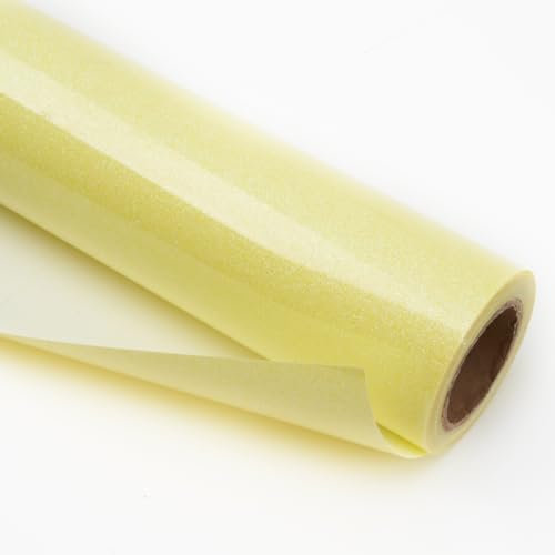 IRON-ON HTV Neon Yellow Glitter Rolls 12 x 8ft Heat Transfer Iron on Vinyl for Shirts Desing