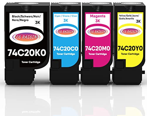 Les Raisins 74C20 Tonerkartusche wiederaufbereitet für Lexmark CS720 CS720de CS720dte CS725 CS725de CS725dte CX725de CX725dte Drucker 74C20K0 74C20C0 74C20M0 74C20M0 4C20Y 0 Toner 3.000 Seiten (4