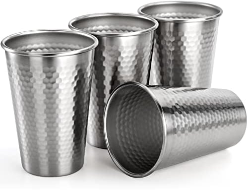Hiceeden 4 Pack Stainless Steel Pint Cups, 17 OZ/ 500 ML Unbreakable Water Tumbler Metal Cups, Stackable Drinking Glasses for Camping, Party, Bar, Restaurant, Home, Outdoors, Shatterproof & BPA Free
