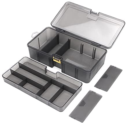 Tackle Box Organizer Fishing Tackle Tray,Double Layer Fishing Bait Lure Storage Box, Fishing Tackle Box with Movable Tray, Multifunctional Fishing Tackle Accessory Organizer Containers for Freshwater