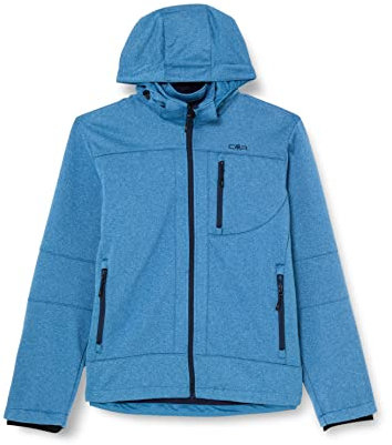 CMP - Herren-Softshelljacke in Melange-Optik mit abnehmbarer Kapuze, Blaustein Mel., 60