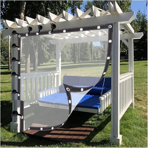 BLOHDI Pergola Waterproof Side Panels with Eyelets Transparent Outdoor Weatherproof Curtains Plastic Tarpaulin, for Gazebo, Gardens, Customizable (Color : Clear, Size : 2x2m)