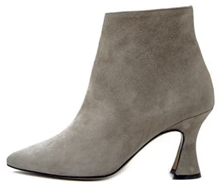 OSVALDO PERICOLI, Stivaletto Tronchetto Donna in Pelle Camoscio Beige, Tacco Medio Rocchetto, Made in Italy, 6294BE