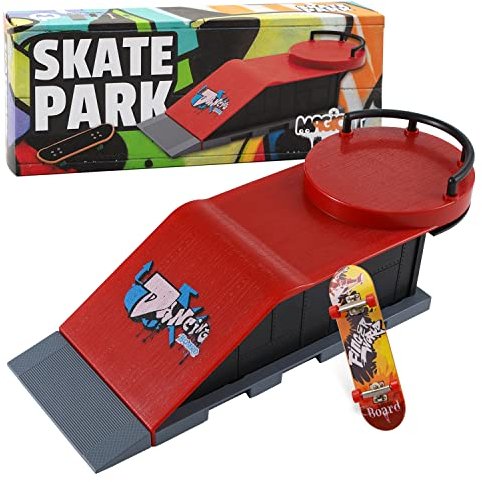 Magicat Premium Skatepark Set I DIY Finger Skateboard Rampe mit Zubehör, inkl. eines Reperatur Set I Mini Finger Skateboard für Teenager und Kinder