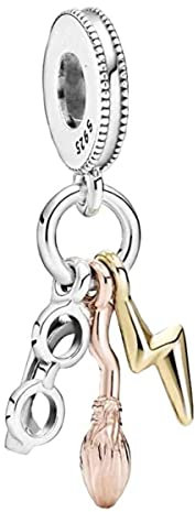 BEEUVIP Damen Brille, Nimbus 2000.Blitzschraube Charm Anhänger für Armband 925 Sterling Silber Geburtsstein Charms Beads passend für Armband