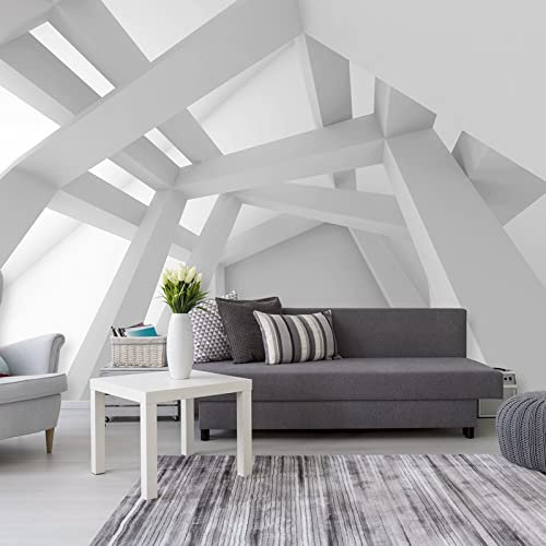 CILODO Photo Wallpaper White & Mise-en-scène Non-Woven Art Print Fleece Wall Mural Decoration Poster Picture Design Modern 3D Optical Illusion 350cm×256cm