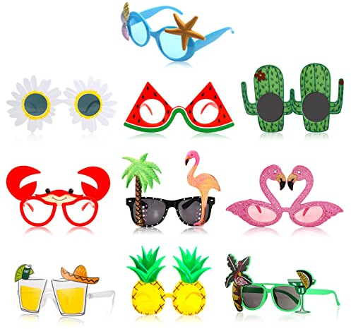 Party Sunglasses,RoadLoo 10 Pairs Novelty Party Glasses Funny Eye Glasses Beach Party Glasses Hawaiian Pineapple Sunglasses Fancy Dress Party Supplies for Childen Adults