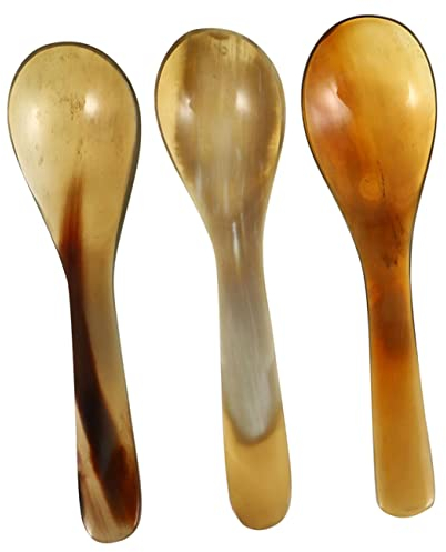 Angoily 3 Stück Horn Kaffeelöffel Rührstäbchen Für Mixgetränke Schönheitsschlamm Applikator Abendessen Löffel Vintage Eierlöffel Tragbarer Dessertlöffel Wiederverwendbarer Kuchenlöffel
