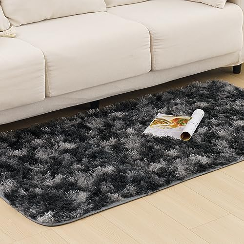 Vamcheer Hochflor Flauschiger Wohnzimmer Teppiche - Langflor Einfarbig Weich Schlafzimmer WaschbarerTeppich, Shaggy Carpet für Fußbodenheizung Geeignet, Plüsch Wohnzimmerteppich 80X150