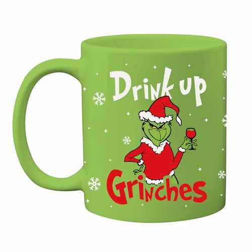 Funny Grinchs Mug, Novelty Christmas Coffee Mug, 11oz Grinchs Drinking Cup, Christmas Party Cups for Table Decorations, Xmas White Elephant Gifts for Women Men Coworkers
