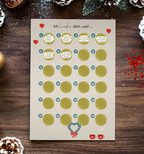 Adventskalender zum rubbeln und selbst schreiben Ich liebe dich weil… Rubbeladventskalender für Freundin, Freund & Paare - Rubbelkalender