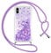 Vauki Handykette für iPhone XS/X Hülle mit Band, Silikon Durchsichtig Transparent Flüssig Glitzer mit Kette Kordel Treibsand Necklace TPU Schutzhülle Case für iPhone XS, Lila