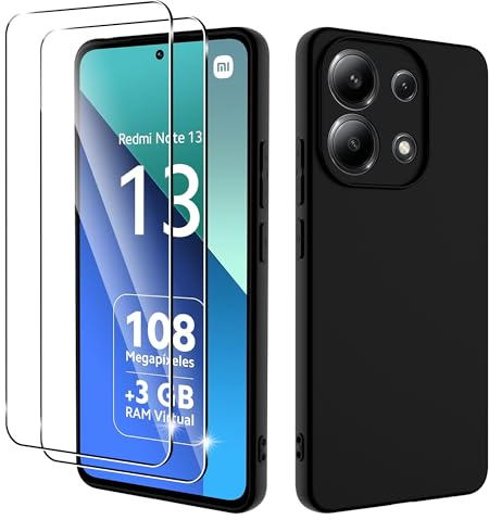 Hülle für Xiaomi Redmi Note 13 4G (Nicht für 5G) Case mit 2 Stücks für Panzerglas Schutzfolie Displayschutzfolie, Soft Matte Handyhülle [Kamera Schutz] [Weiche Innenschicht] Anti-Scratch Schutzhülle