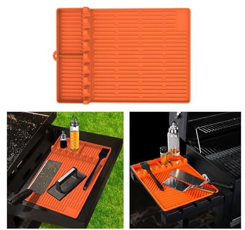 Blackstone Silikon-Grillwerkzeug-Matte, 3-in-1 große Spatelmatte mit Tropf-Pad, Seitenablagematte für Outdoor-Grill, Lebensmittelqualität, Grillutensilienhalter