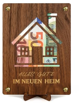 Giftota Einzugsgeschenke Wohnung, Neues Zuhause Geschenk, Einweihungsgeschenk Haus, Geldgeschenk aus Holz mit Grußkarten