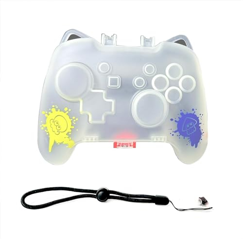 Étui de rangement rigide pour manette NS Switch Pro - Blanc transparent - Pour manettes sans fil Nintendo Pro - Résistant aux chocs - Avec sangle et bouchon anti-poussière