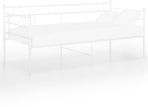 QZZCED Luxus-Betten Tagesbett Schlafzimmer-Betten Hotelbetten Schlafsofa Bettgestell Weiß Metall 90x200 cm für Schlafzimmer, Hotels, Wohnungen