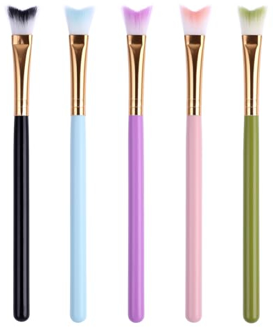 Amabro 5PCS Eyelash Wash Brush Sets, Curved Fluffy Lash Cleaning Brushes Deep Cleaning Soft Makeup Removal Lash Brush for Home Salon Use Bath Makeup Tools