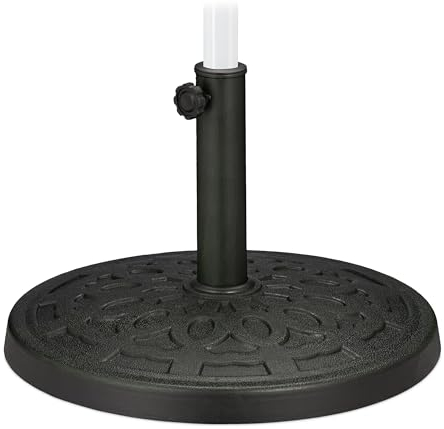 Relaxdays Pied de Parasol, pour Tubes de Parasol de 38-50 mm, D : 50 cm, Balcon, Jardin, Imitation Fonte, Support, Vert