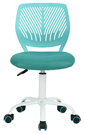 FurnitureR 1 Set Bürostuhl, höhenverstellbar, Drehstuhl mit Design der Rückenlehne mit kleinem Loch, Schreibtisch ohne Armlehnen, Bürostuhl, Schlafzimmerschreibtisch, Türkis