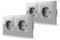 JIMEIDA Lot de 2 prises doubles en verre gris encastrées, prises Schuko avec contact de protection 16 A, 250 V, 157 mm x 86 mm