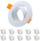 COOINJOY 10X LED Recessed GU10 Spot Light Fittings 30° Tilt Downlights for Ceiling Round Brushed White Spotlights Mounting Frame with GU10 Lamp Holder 240V, Outer Diameter 90mm, Cutout 68-80mm