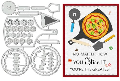 BENECREAT Pizza Schneiden stirbt, Lebensmittel Pfanne Kohlenstoffstahl Schablone Metall Prägung Schablonen für Papier-Karte machen Dekoration DIY Scrapbooking Album Handwerk Home Decor