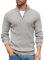 COOFANDY Maglione Uomo a Maglia con Zip 1/4 Maglioni Morbidi Pullover con Zip A Quarto di Dollaro Maglione Dolcevita Classico da Uomo Grigio Chiaro S