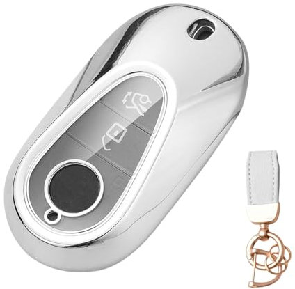 NEUHOO Auto Zubehör kompatibel mit Mercedes GLC X254 2022-2024 2025 Schlüsselhülle und Schlüsselanhänger, Schlüsselgehäuse Silikon Schlüsselkarte Hülle (Silber)