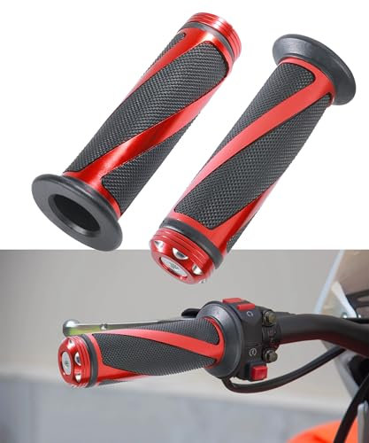 Flaconi 2PCS Manopole Moto Universale per Manubrio - Maniglie per Reggersi, Manicotti Motocross, Adatto per la Maggior Parte Delle Moto (Rosso)