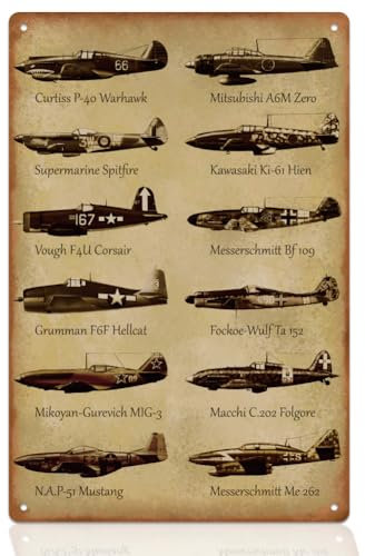 WEBEEDY Vintage Flugzeug Blechschilder Metall Wandkunst 20x30cm Retro Garagenschilder Wohnkultur Wanddekoration WW2 Getriebezeichen Man Cave Dekor Für Bar Pub Zuhause Garten Hof Badezimmer