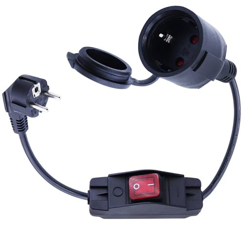 LANMINGLEL Schuko Verlängerungskabel mit Schalter Verlängerungskabel Outdoor mit Schuko Stecker,Netzkabel Steckdosenverlängerung Schwarz,3x1,5 mm² 16A 250V IP44 Für Zuhause, Büro