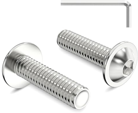 Zuyya M8 x 30 mm Linsenkopfschrauben mit Flansch, M8 Schrauben, 20 Stück | Innensechskant Antrieb, Edelstahl A2 V2A Schrauben, Flachkopfschrauben Vollgewinde mit Innensechskantschlussel