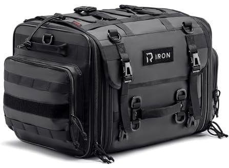 RIDEIRON Motorrad Sitztaschen 40-60L Wasserdicht Hecktasche Motorrad Erweiterbar Reisetasche Motor Rücksitztasche Gepäcktasche Tankrucksack mit Schultergurt