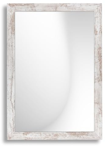 Infantasie N°3 Wandspiegel mit Rahmen nach Maß 50x100 cm, Vintage Weiss | Echtglas, abgerundete MDF-Profilleiste 38 mm foliert, HDF-Rückwand, Aufhängung horizontal/vertikal, handgefertigt